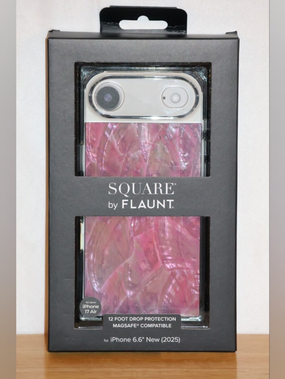 Flaunt Square Iridescent Pink Mother of Pearl Case For iPhone 17 Air. NWT.